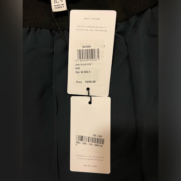 Reiss Leona colour-block tapered split-hem trousers, Size 4 to 6, black/navy - Picture 9 of 9